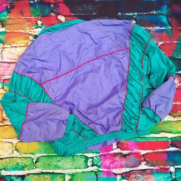 Vintage Olympic Exposure Track Jacket Purple Teal Windbreaker size Medium - Picture 3 of 4